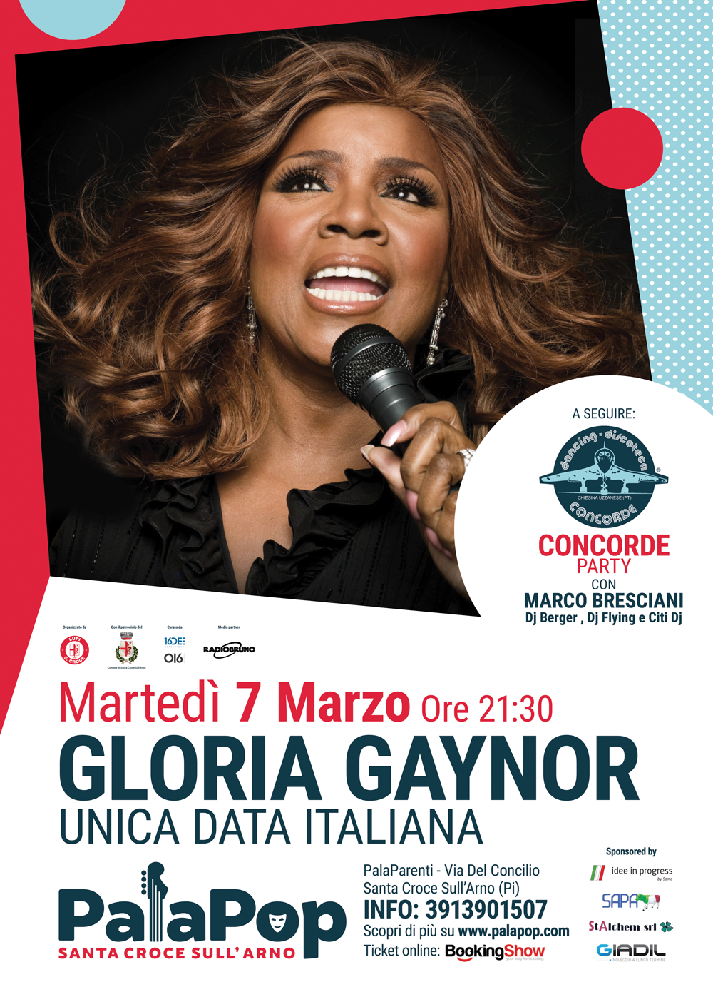 Concerto Gloria Gaynor al Palapop 7 Marzo 2017